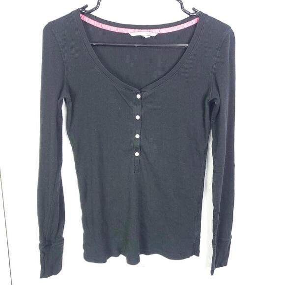 Victorias Secret Shirt Womens Small Henley Grunge Y2K Thermal Half Button - Picture 1 of 8